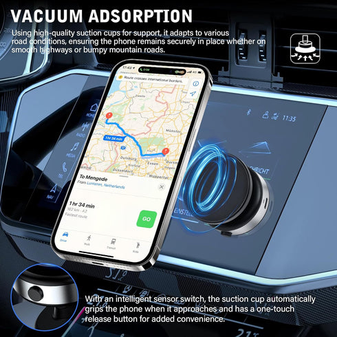 FunApricity 360 Rotatable Car Magnetic Phone Holder,Electric Vacuum Magnetic Suction Car Phone Mount,Magnetic