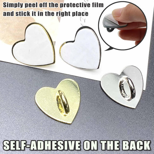 NPENGHUI 12 Pcs Phone Charm Hook Heart-Shaped Universal Adhesive Metal Hook Phone Keychain Hook Surface Plating Heart