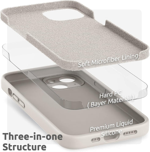 SURPHY iPhone 13 Case with Screen Protector, Liquid Silicone Phone Case 6.1 inch with Camera Protection + Soft