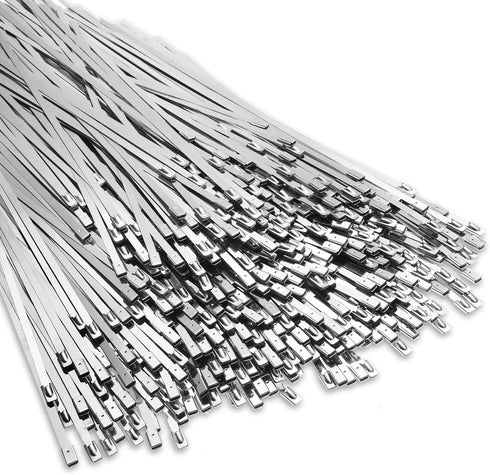 LEIFIDE 500 Pcs Heavy Duty Metal Zip Ties, 304 Stainless Steel Self Locking Cable Ties, 5.9 Inch