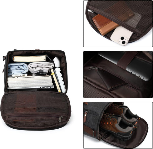 Backpack 4-Way Kalesi Gym Duffle Bag Vintage canvas with Shoes Compartment for travel Sport Hiking laptop (Vintage