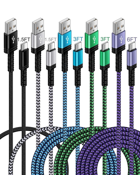 5Pack AILKIN USB to USB C Charger Cable for iPhone 15/15 Pro/15 Pro Max/15 Plus, Fast Charging for Android Samsung