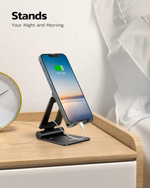 Nulaxy 2 Pack Dual Folding Cell Phone Stand, Fully Adjustable Foldable Desktop Holder Compatible with Phone 14 13 12 Pro