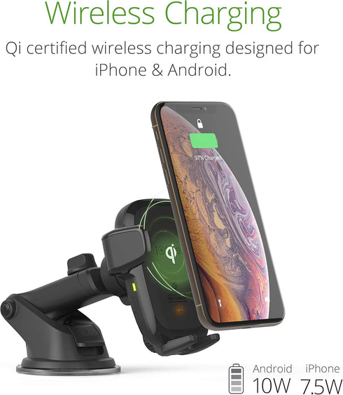 iOttie Auto Sense Qi Wireless Car Charger - Automatic Clamping Dashboard Phone Mount for Smartphones