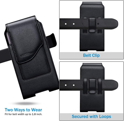 Belt Holster for iPhone 15 14 13 12 11 Pro Max, 15/14 Plus, XS Max, Samsung Galaxy S23+ A54 A53 A52, with Card Slot