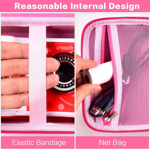 Kids Instant Print Camera Case for Dylanto, VTech KidiZoom, Goopow, and FUNKAM Waterproof Cameras (Pink)