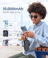 3-in-1 Power Bank 10,000mAh with Built-in USB-C Cable, Fast Charging, Foldable AC Wall Plug for iPhone 16/15, Galaxy