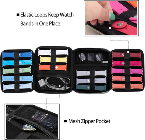 Teamoy Watch Storage Case, Gray Organizer for 26 Straps Compatible with Apple Watch Bands & Accessories