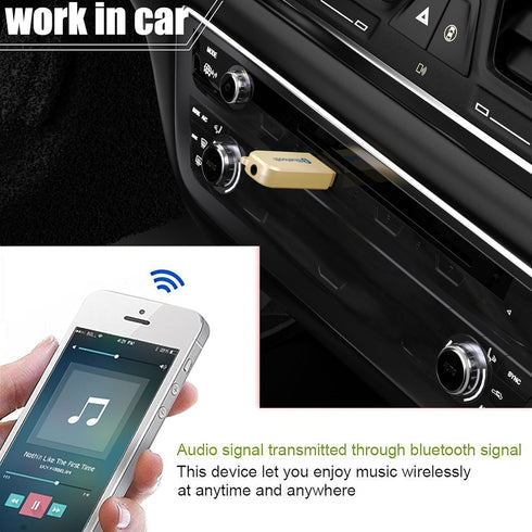 USB Bluetooth Car Kit, Bluetooth 5.3 Receiver Adapter for Car Music/Hands-Free Calls, Gold
