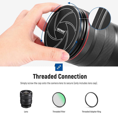 NEEWER 52mm Magnetic Aluminum Lens Cap, Compatible with K&F & Kase NEEWER 52mm Magnetic Lens Filters