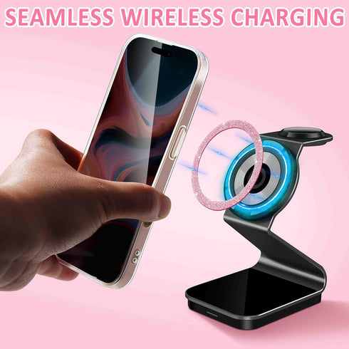 Jsoerpay 4 Pack Universal Metal Rings Compatible with Magsafe Sticker for All Phone Cases & Wireless Charging, Magnetic