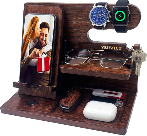 VEIYAILU Gifts for Men Women Brother Boss Boyfriend Him Nightstand Organizer Gifts for
