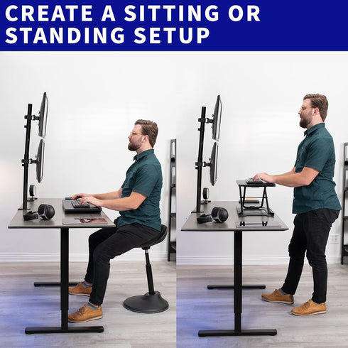 VIVO Dual Monitor Desk Mount Stand with Height Adjustment for 2 LCD Ultrawide Screens up to 34 inches, Stacked Array
