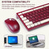 Wireless Keyboard and Mouse Combo, 2.4G Full-Sized Keyboard and Mouse, Dual-System for Computer/Laptop (Wine Red)