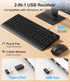 Hamile 3-Level 2.4GHz Quiet Wireless Keyboard and Mouse Combo DPI Silent Mouse, Full-Size Ergonomic Wrist Rest