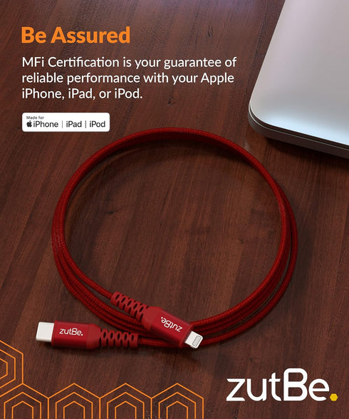 Shield USB-C to Lightning Cable, Braided with Kevlar, for iPhone 14/13/12/11 Pro/Pro Max, Supports Power Delivery (3ft