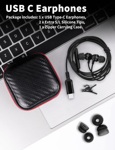 USB C Headphone for Samsung A53 S54 S22 S23 S21 S20 FE, Magnetic in-Ear Type C Earphone with Microphone, Stereo Noise