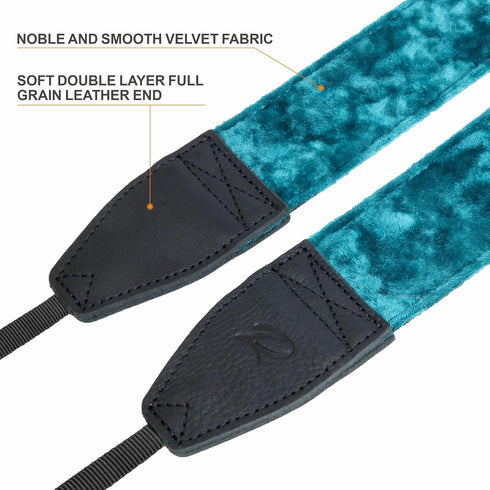 Padwa Lifestyle Velvet Camera Strap, 2" Wide Full Grain Cowhide Head Soft Velvet Straps for DSLR, Mirrorless Cameras