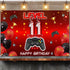 Level 11 Unlocked Backdrop Banner Decorations - Video Game Happy 11th Birthday for Boys Kids, Red and Black Level Up