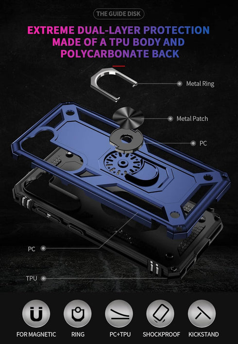 ADDIT Phone Case for Samsung Galaxy S23 Plus, Military Grade Heavy Duty with Kickstand Ring, Support Magnet Car Mount