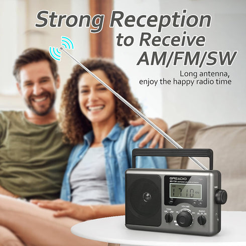 Greadio Portable Shortwave Radio with Best Reception, AM FM Transistor, Battery Operated, Big Speaker