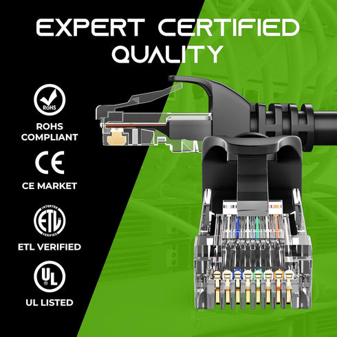 GearIT 20-Pack Cat6 Patch Cable, 1 Foot Snagless Flexible Ethernet Cable, Premium Series, Black