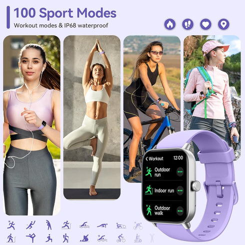 Smart Watch with Alexa Built-in, 2024 Newest Fitness Tracker, Heart Rate/SpO2/Sleep Monitor, IP68 Waterproof