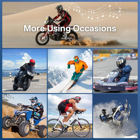 Motorcycle Helmet Bluetooth Headset - Outdoor Waterproof Sports Hands Free Speakers, 15 Hours Playing Time