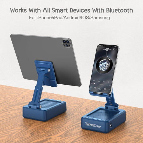 TechGlow Gifts for Men Women Foldable Cellphone Stand with Bluetooth Speaker and Charging Funtion Birthday Gift Idea
