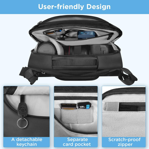 Waterproof Camera Sling Bag with Tripod Holder, Crossbody Case for DSLR/SLR/Mirrorless Photographers - Black