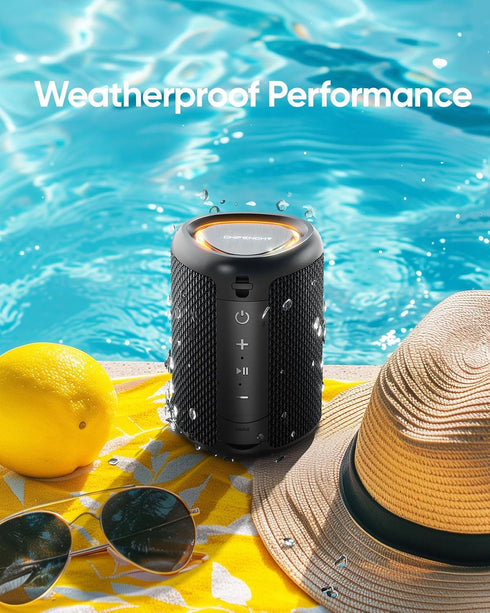Portable Bluetooth Speaker with Lights, Crystal Clear Sound, IPX5 Waterproof, All Day Playtime, Small Wireless Outdoor