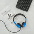 Egghead Blue Heavy-Duty Kids' Stereo Headphones, Adjustable, Tangle-Free, Padded Ear Cups, 4' Cord for School Use.