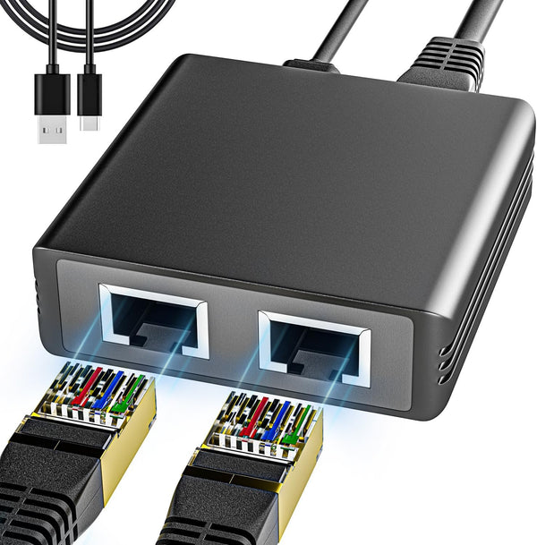 bliyee 2 Port Gigabit Ethernet Switch, 1000Mbps Network Switch Adapter, Easy LAN Expansion