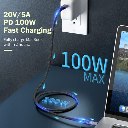 USB C Thunderbolt 4 Cable 3.3ft, USB4 Braided Cable 40Gbps, 8K 60Hz PD 100W for iPhone 15/15 Pro Max, MacBook