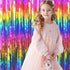 2 Packs Rainbow Party Decorations, Rainbow Foil Fringe Curtain, Neon Backdrop, Metallic Tinsel Photo Booth Props