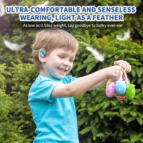 Open Ear Bluetooth Wireless Headphones with MIC for Children, Ultra-Light and Portable (Navy Blue)