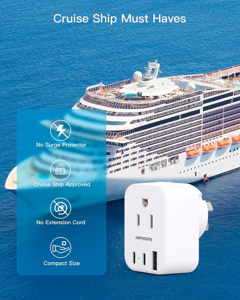 US to Australia New Zealand Power Plug Adapter, Australia Travel Adapter with 2 Outlets 3 USB Ports, 2 Pack