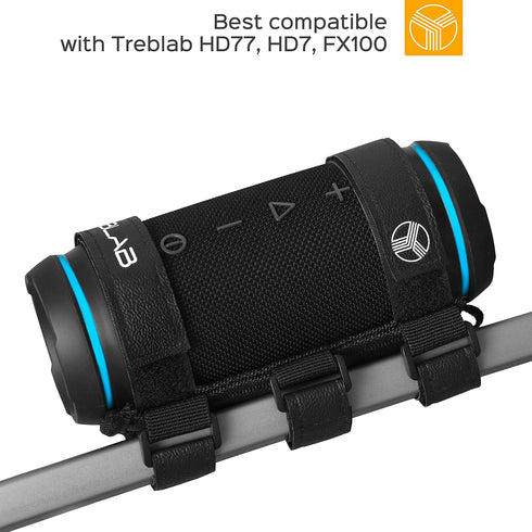 TREBLAB Bluetooth Speaker Mount - Universal Adjustable Strap Holder for Bike, Golf Cart Railing, Compatible with Most