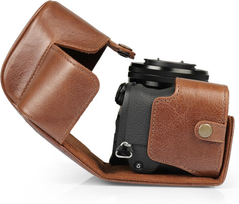 MegaGear Genuine Leather Camera Case for Sony Alpha a6700 (16-50mm) - Stylish Protective Brown Case