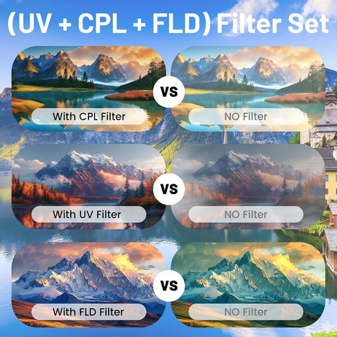 Wokyo 67mm 3 Set UV/CPL/FLD Lens Filter Kit with Portable Travel Storage Case, Pcs Multi-Coated HD Optical Glass Camera