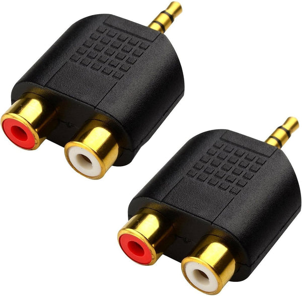 CERRXIAN LEMENG Gold Plated 3.5mm Stereo to 2-RCA Male to Female Adapter, Audio Splitter, Dual RCA Jack