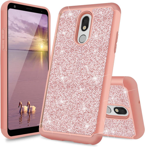 TJS Phone Case for LG Stylo 5/LG Stylo 5 Plus/LG Stylo 5V/LG Stylo 5X, Glitter Bling Cute Girls Women Design Dual Layer