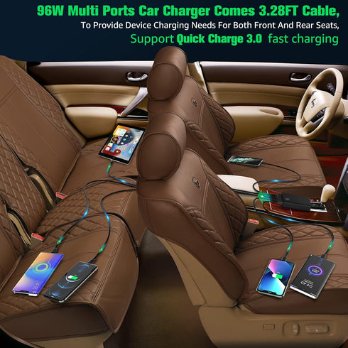 Multi Ports USB Car Charger, 96W 6 Port QC3.0 Fast Adapter with Four Quick Charge Ports for Smart Phone & Tablets