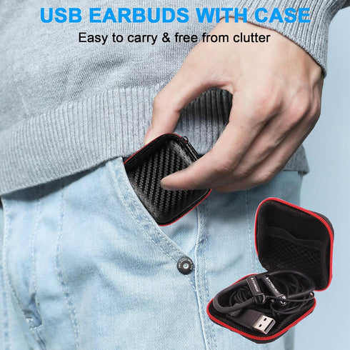USB Headset with Microphone for PC, 8.2Ft Cord, Wired Earbud Over Ear with Hook, Stereo Noise Cancelling for Laptop