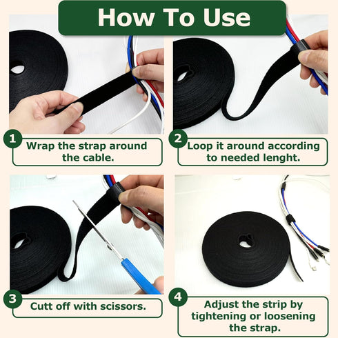 ECOHomes 3/4 Inch x 30 FT Cable Ties Wrap, Double Sided Hook and Loop Straps for Cable & Cord Management