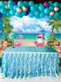July Christmas Backdrop 8x6FT, Tropical Flamingo Palm Tree Hawaiian Photography Background for Summer Beach Party