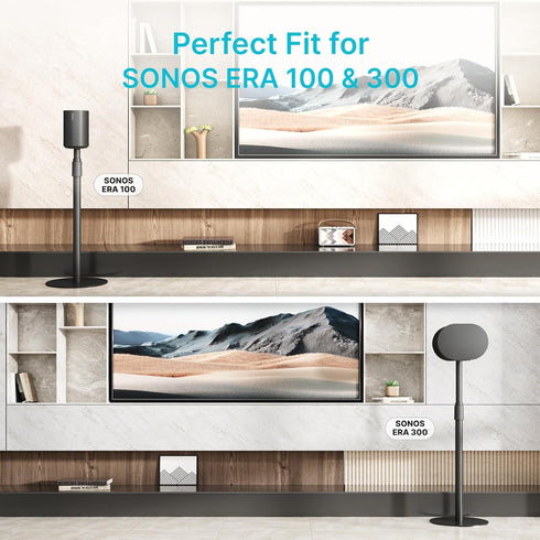 Speaker Stand with Cable Management, Compatible with SONOS Era 300 and Era 100, Height Adjustable up to 42.6'', Black,