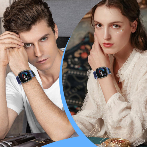 Sport Loop for Fitbit Versa 4/Sense 2/Versa 3/Sense, Soft Nylon Adjustable Breathable Replacement Wristband