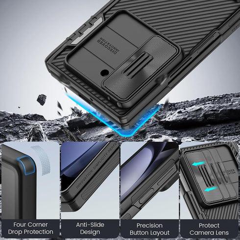 Nillkin for Samsung Galaxy Z Fold 6 Case, Kickstand & Hinge Protection, Glass Screen Protector, CamShield Pro