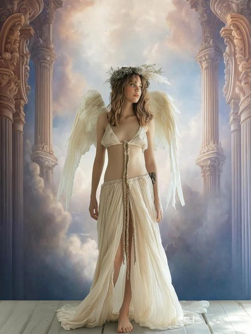 Kate 5×7ft European Medieval Castle Photo Backdrop, Fantasy Sky White Clouds Photography Background